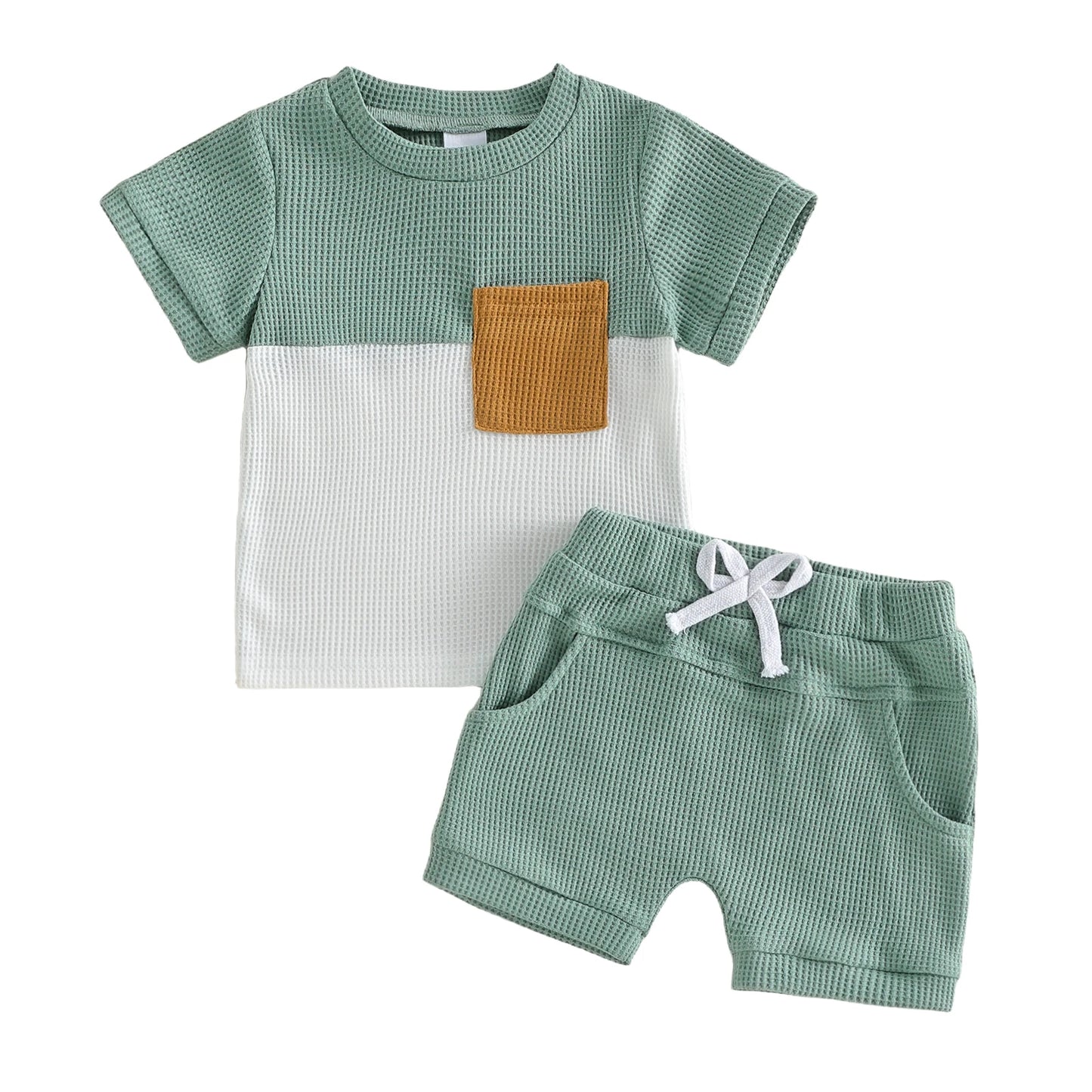 Toddler Boy Summer Outfit Set — Printed T-Shirt & Elastic Shorts (2 Piece)