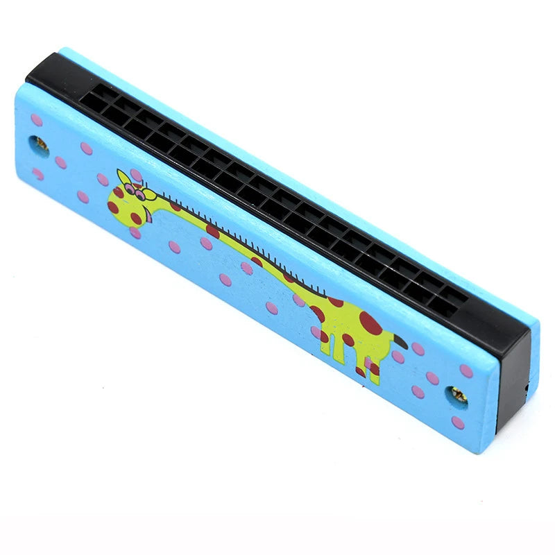 16-Hole Wooden Harmonica is a cute cartoon animal musical toy for kids. It helps improve creativity and early learning while making music fun for children.