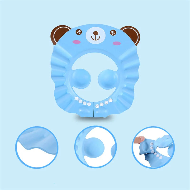 Baby Shower Soft Cap is designed to protect kids’ eyes and ears during hair washing and bathing. Soft, adjustable, and comfortable design helps make shampoo time safer and more enjoyable for children.