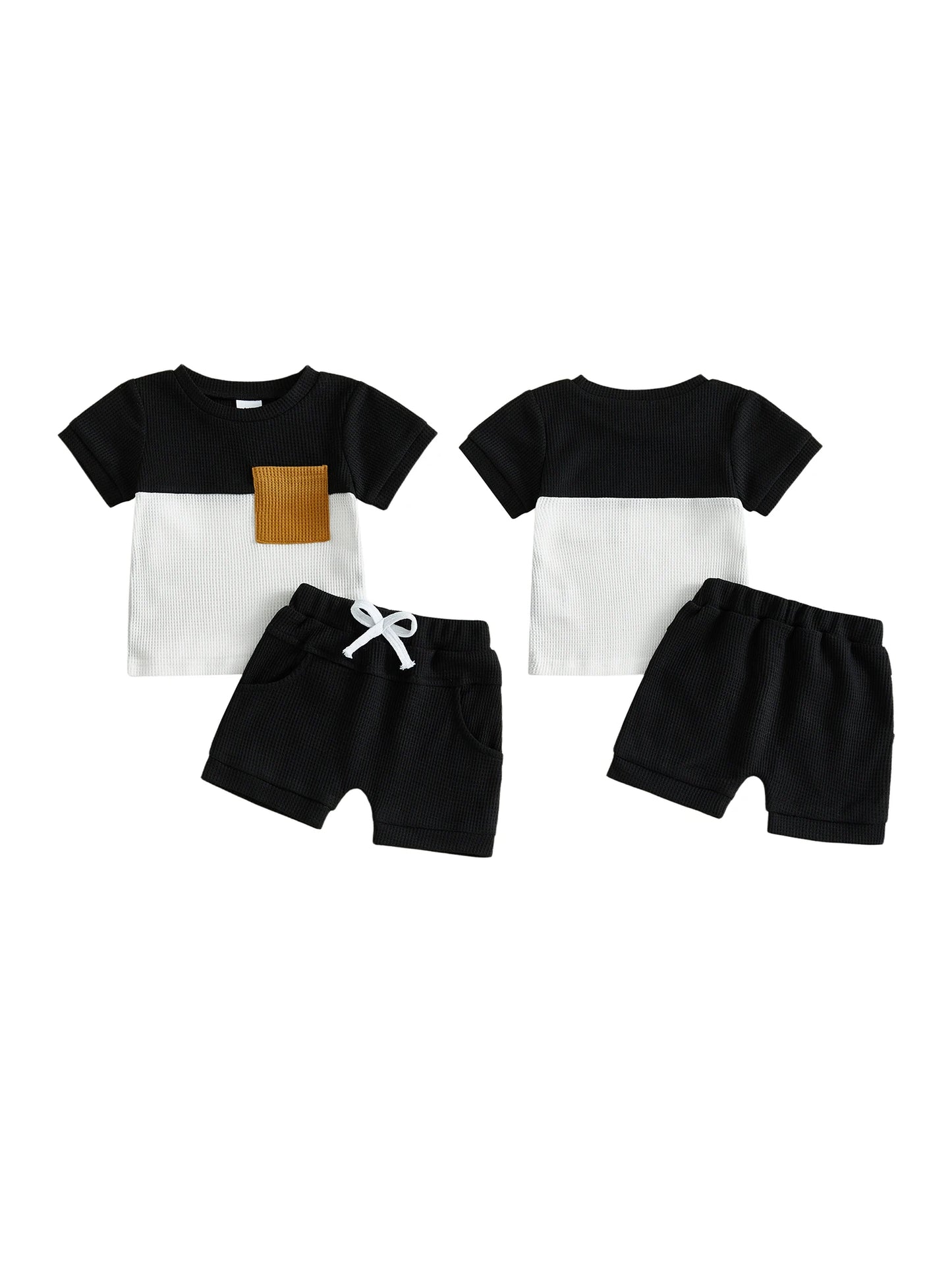 Toddler Boy Summer Outfit Set — Printed T-Shirt & Elastic Shorts (2 Piece)