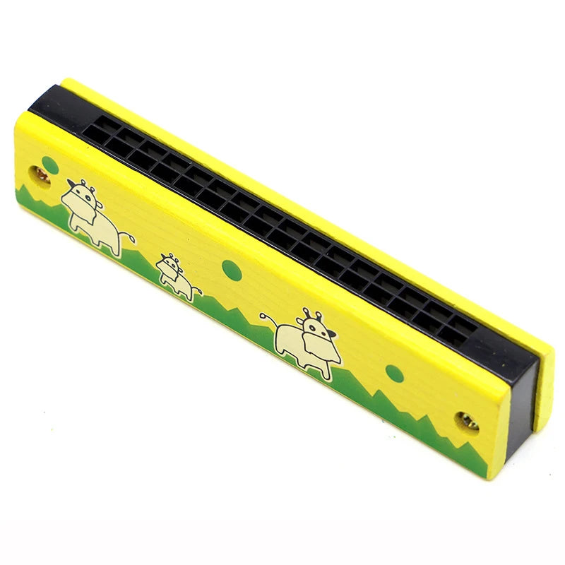 16-Hole Wooden Harmonica is a cute cartoon animal musical toy for kids. It helps improve creativity and early learning while making music fun for children.