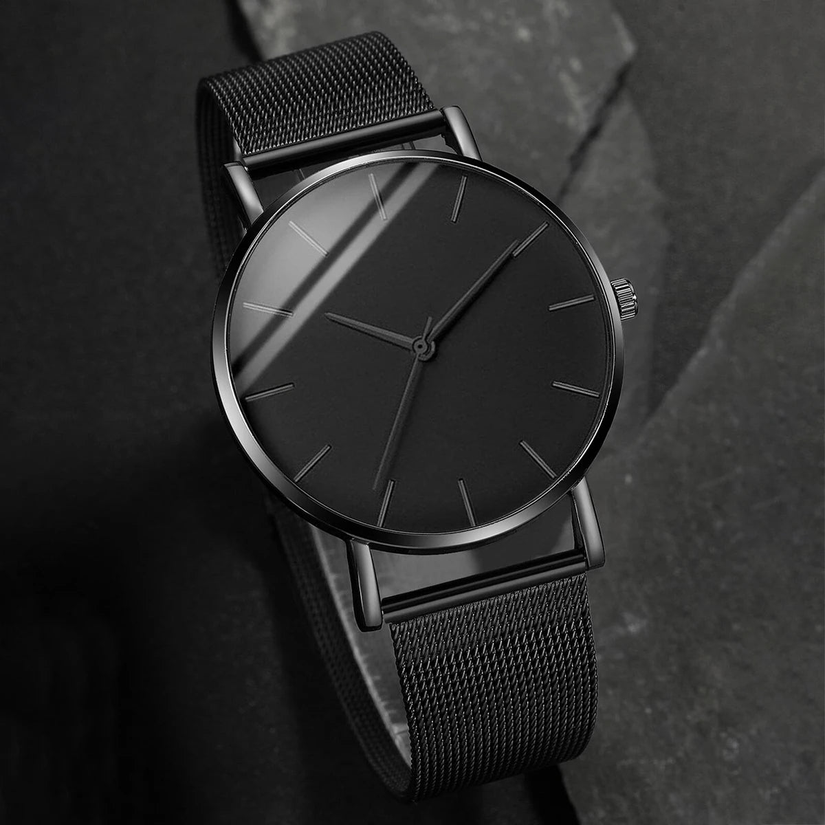 Fashion Men Business Watch is a stylish and ultra-thin quartz watch designed for modern men. Featuring a premium stainless steel mesh belt, it offers a perfect combination of elegance, comfort, and durability for business or
