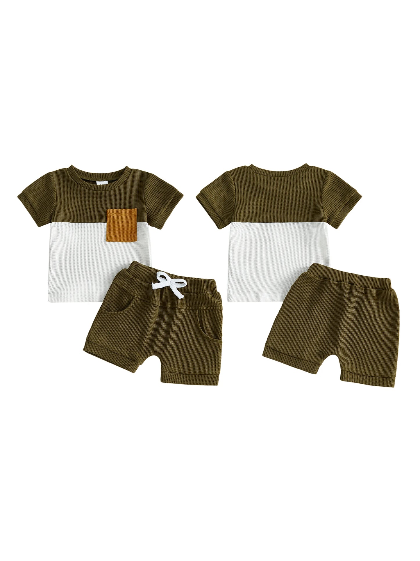 Toddler Boy Summer Outfit Set — Printed T-Shirt & Elastic Shorts (2 Piece)