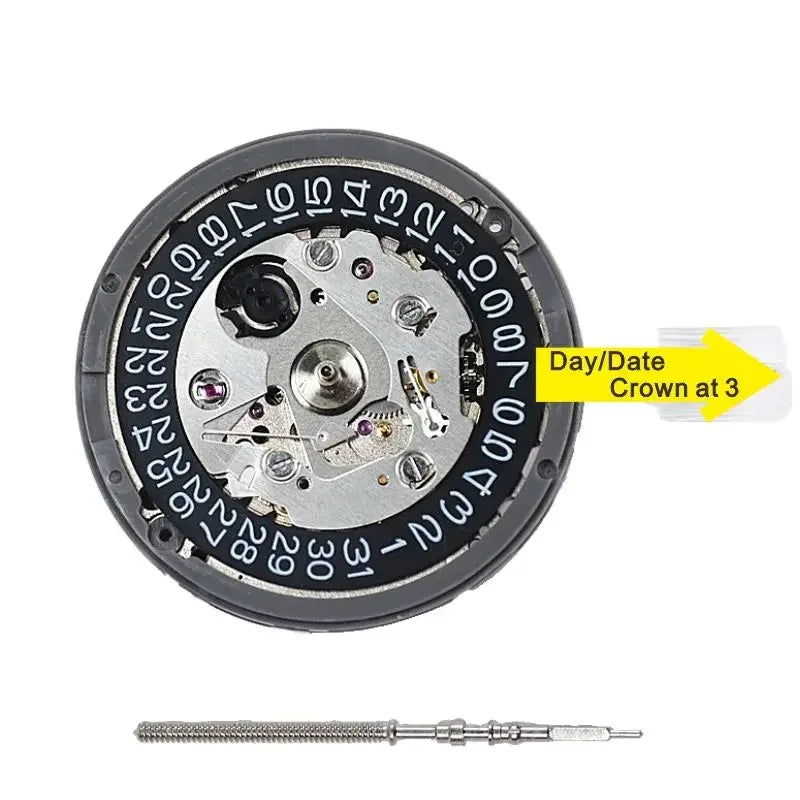 Japan Genuine NH35 Automatic Mechanical Movement is a high-accuracy 24 jewels watch movement with reliable performance and smooth operation. Featuring a date display at 3:00, it is perfect for mod watches and replacement pro
