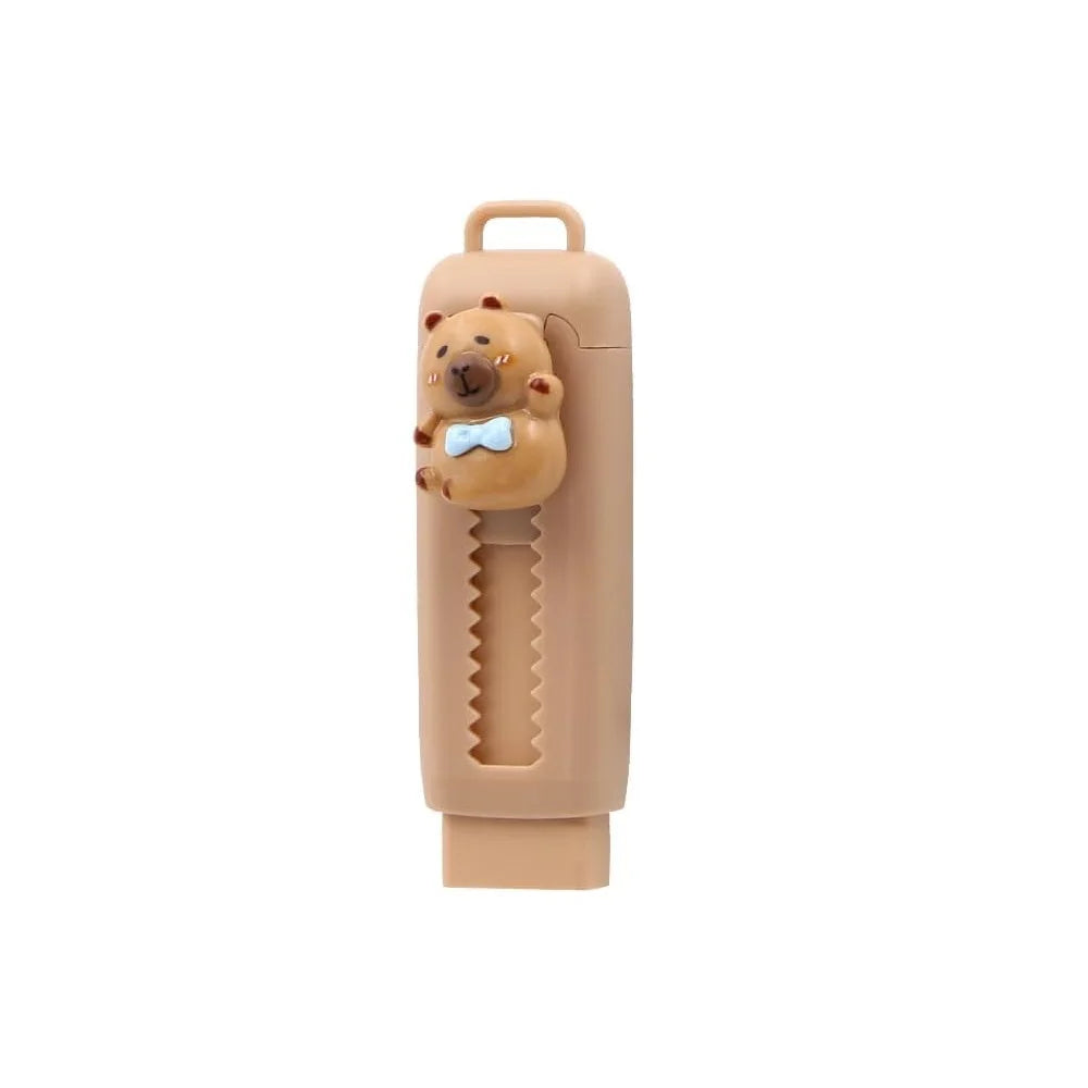 1/4pcs Capybara Erasers Set features cute cartoon capybara designs with smooth 4B retractable erasers. Perfect for drawing, exams, school, and everyday stationery use for kids and students.