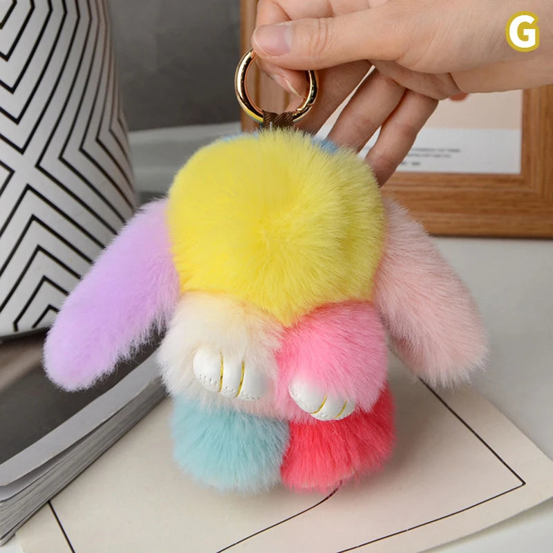 15CM Rabbit Fur Keychain for Women Bags & Car Keys – Cute Pendant Accessory Gift
