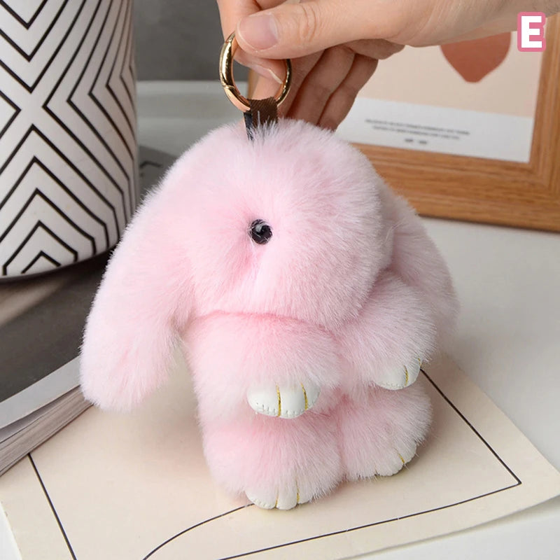 15CM Rabbit Fur Keychain for Women Bags & Car Keys – Cute Pendant Accessory Gift