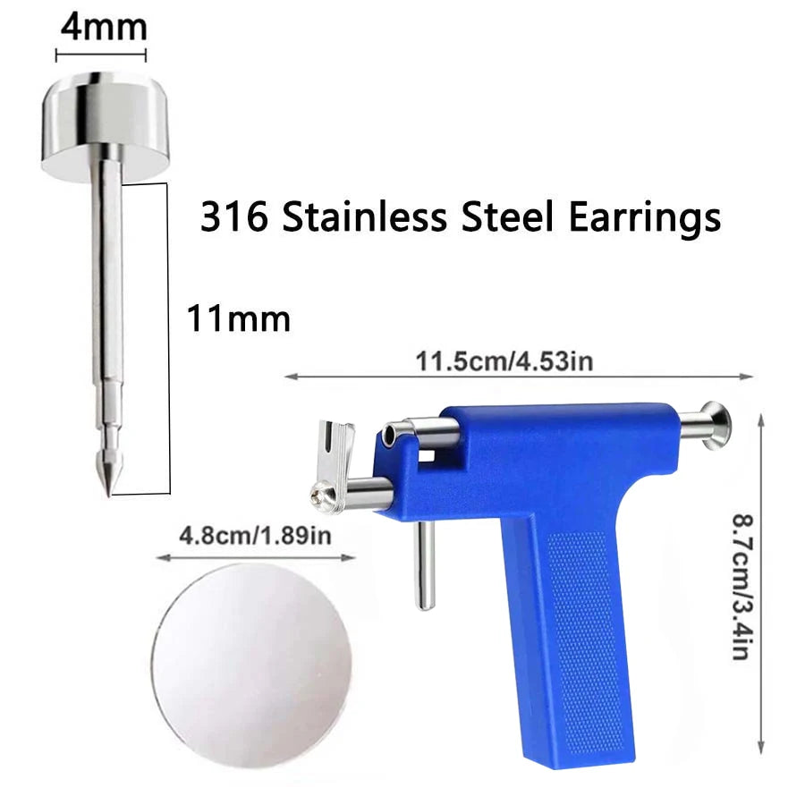 Reusable Ear Piercing Gun with 16 Pairs Earrings Studs-Professional Ear Piercing Kit For Home Use