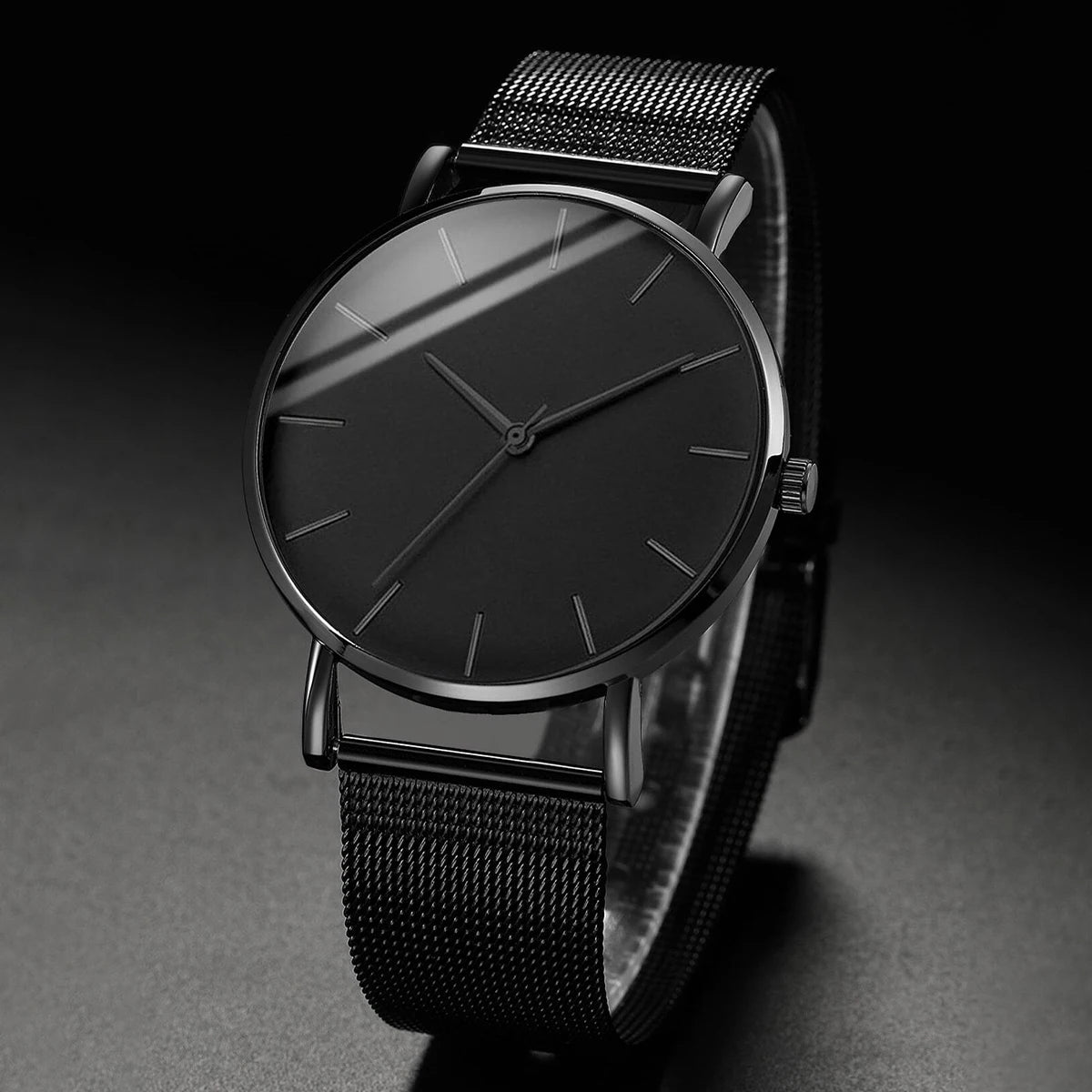 Fashion Men Business Watch is a stylish and ultra-thin quartz watch designed for modern men. Featuring a premium stainless steel mesh belt, it offers a perfect combination of elegance, comfort, and durability for business or