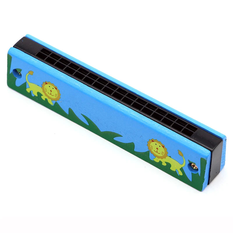 16-Hole Wooden Harmonica is a cute cartoon animal musical toy for kids. It helps improve creativity and early learning while making music fun for children.