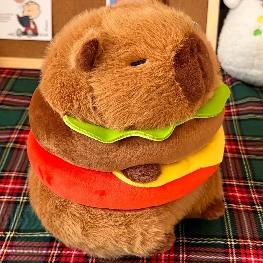 20cm Capybara Plush Toy Hamburger Shape - Cute Animal Gift Soft Capybara Toy for All Ages Ideal Holiday Present