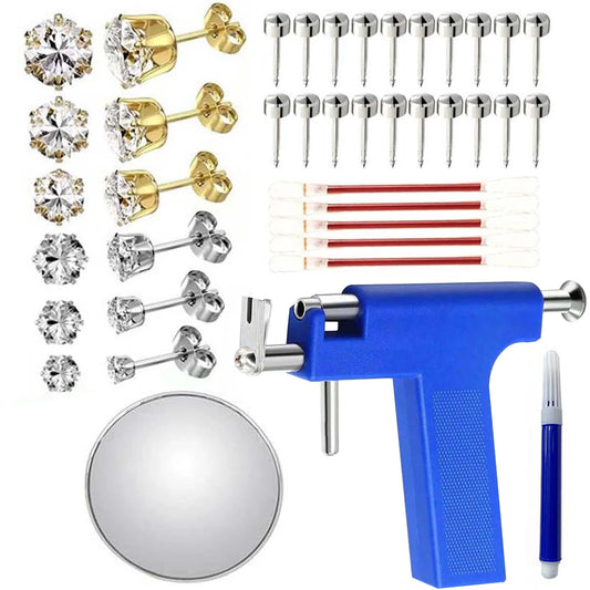 Reusable Ear Piercing Gun with 16 Pairs Earrings Studs-Professional Ear Piercing Kit For Home Use