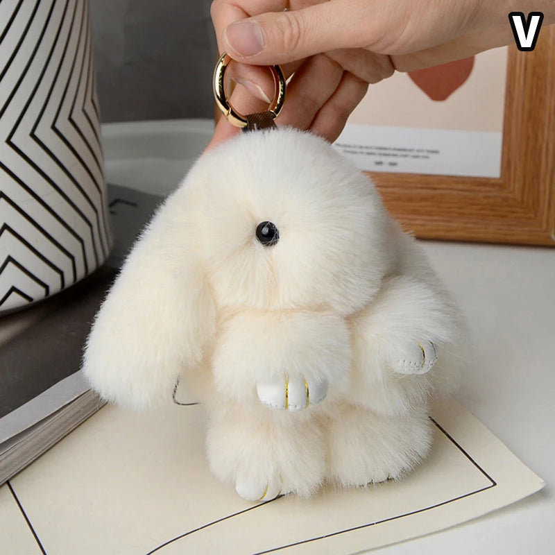 15CM Rabbit Fur Keychain for Women Bags & Car Keys – Cute Pendant Accessory Gift