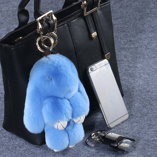 15CM Rabbit Fur Keychain for Women Bags & Car Keys – Cute Pendant Accessory Gift