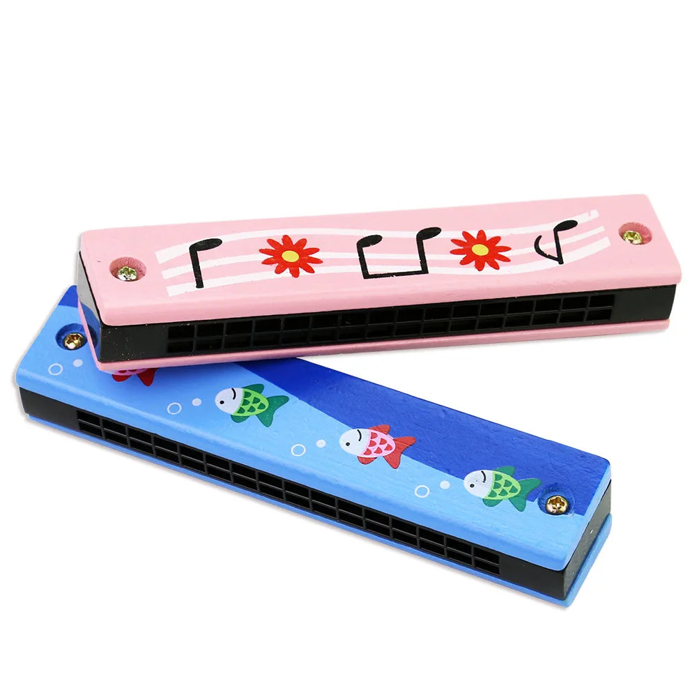 16-Hole Wooden Harmonica is a cute cartoon animal musical toy for kids. It helps improve creativity and early learning while making music fun for children.