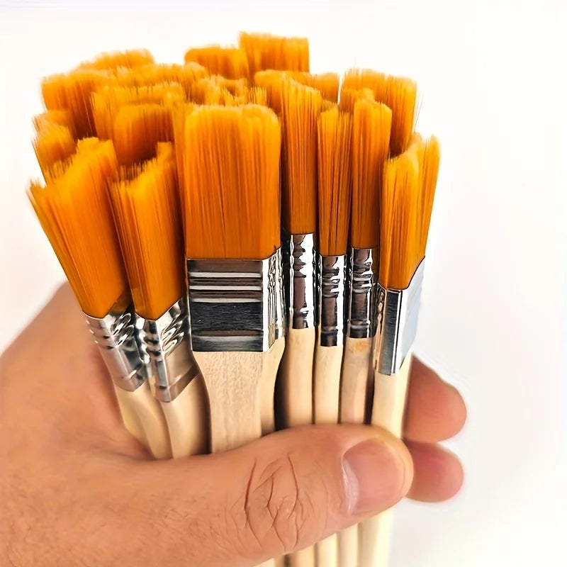 20pcs Nylon Bristle Brush Set includes large, medium, and small brushes for oil painting, BBQ use, art projects, cleaning, and DIY work. Durable nylon bristles with comfortable handles for smooth and easy use.