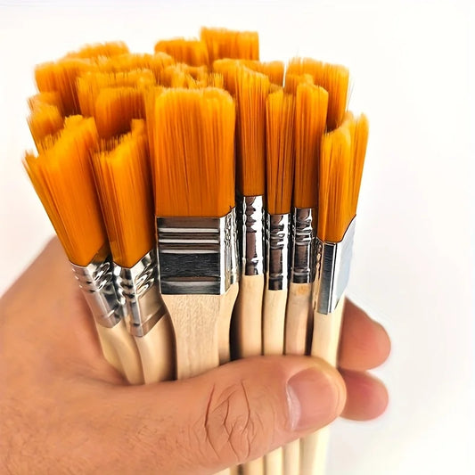 20pcs Nylon Bristle Brush Set includes large, medium, and small brushes for oil painting, BBQ use, art projects, cleaning, and DIY work. Durable nylon bristles with comfortable handles for smooth and easy use.