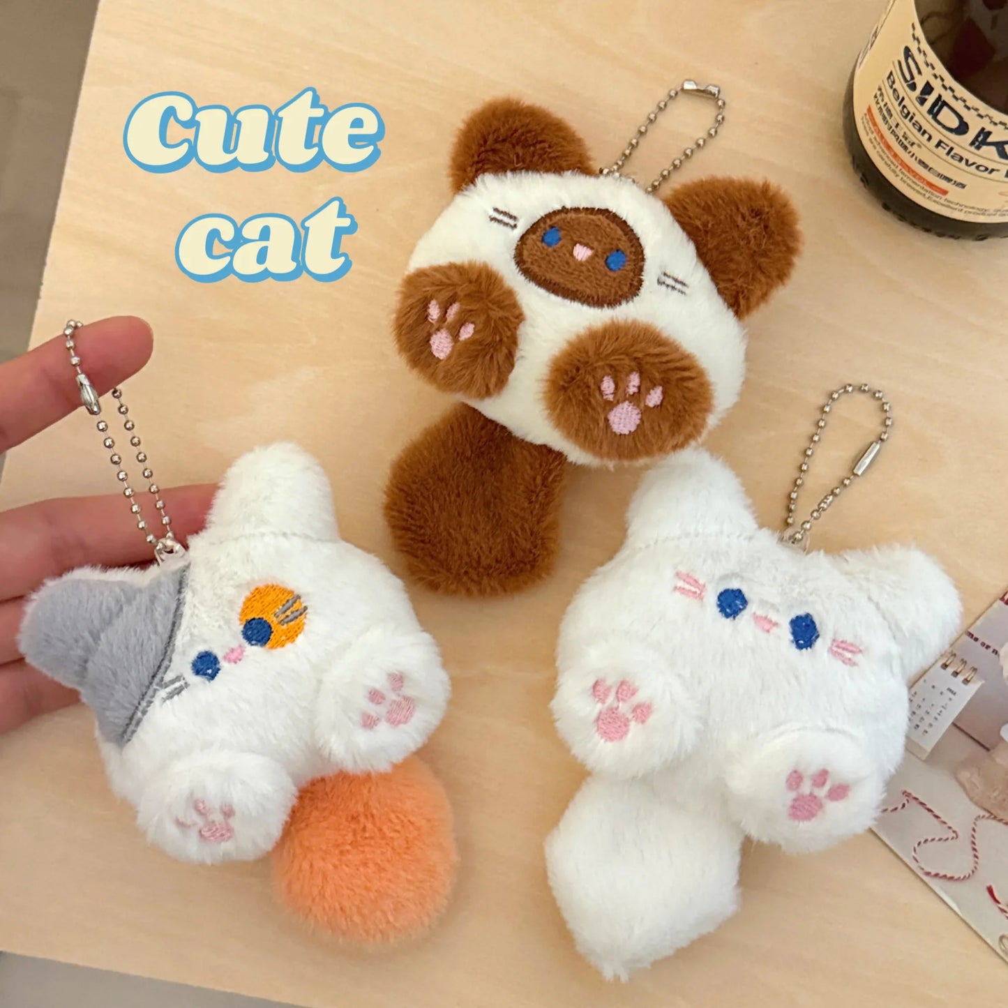 Cute Plush Kitten Doll Keychain Pendant – Backpack & Couple Bag Decoration Gift