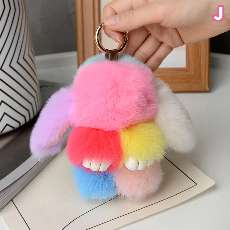15CM Rabbit Fur Keychain for Women Bags & Car Keys – Cute Pendant Accessory Gift
