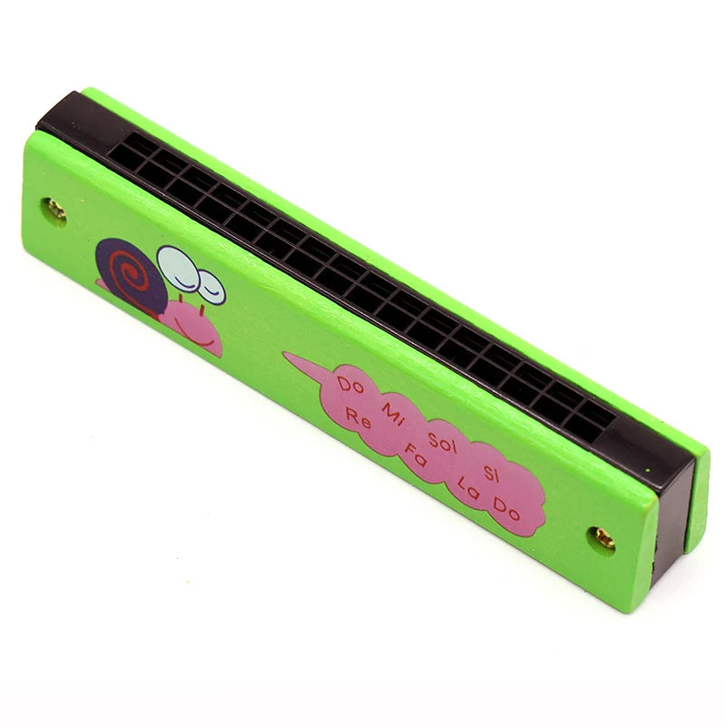 16-Hole Wooden Harmonica is a cute cartoon animal musical toy for kids. It helps improve creativity and early learning while making music fun for children.