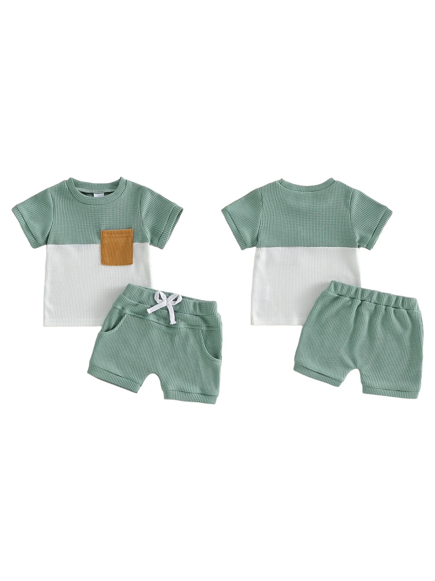 Toddler Boy Summer Outfit Set — Printed T-Shirt & Elastic Shorts (2 Piece)