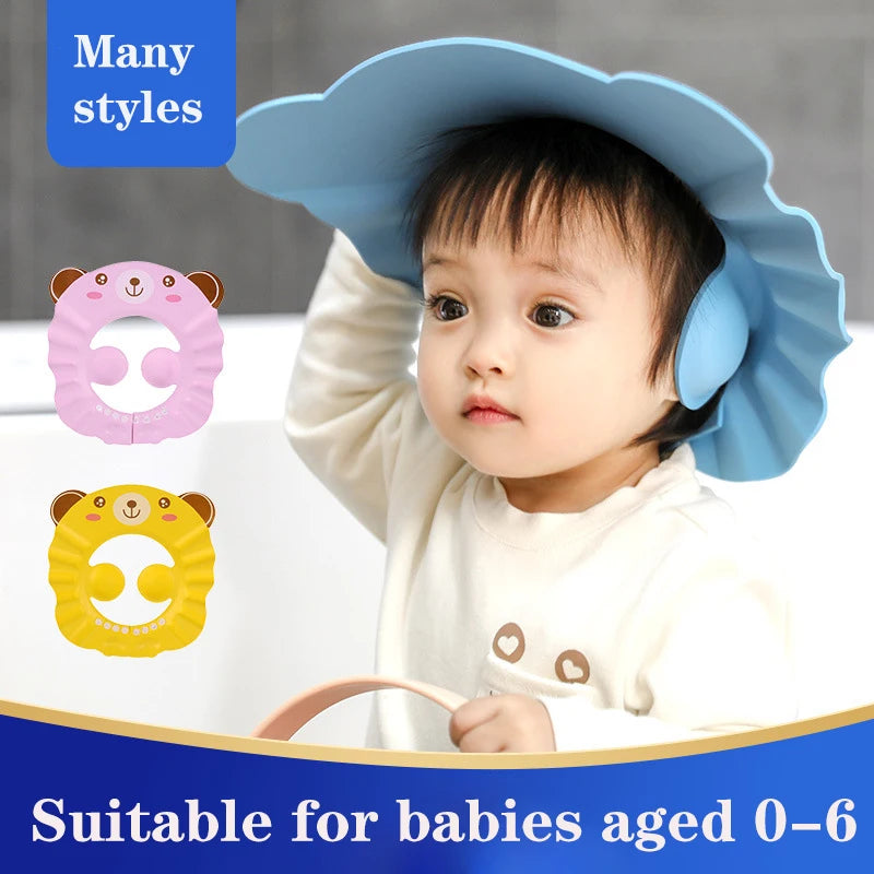Baby Shower Soft Cap is designed to protect kids’ eyes and ears during hair washing and bathing. Soft, adjustable, and comfortable design helps make shampoo time safer and more enjoyable for children.