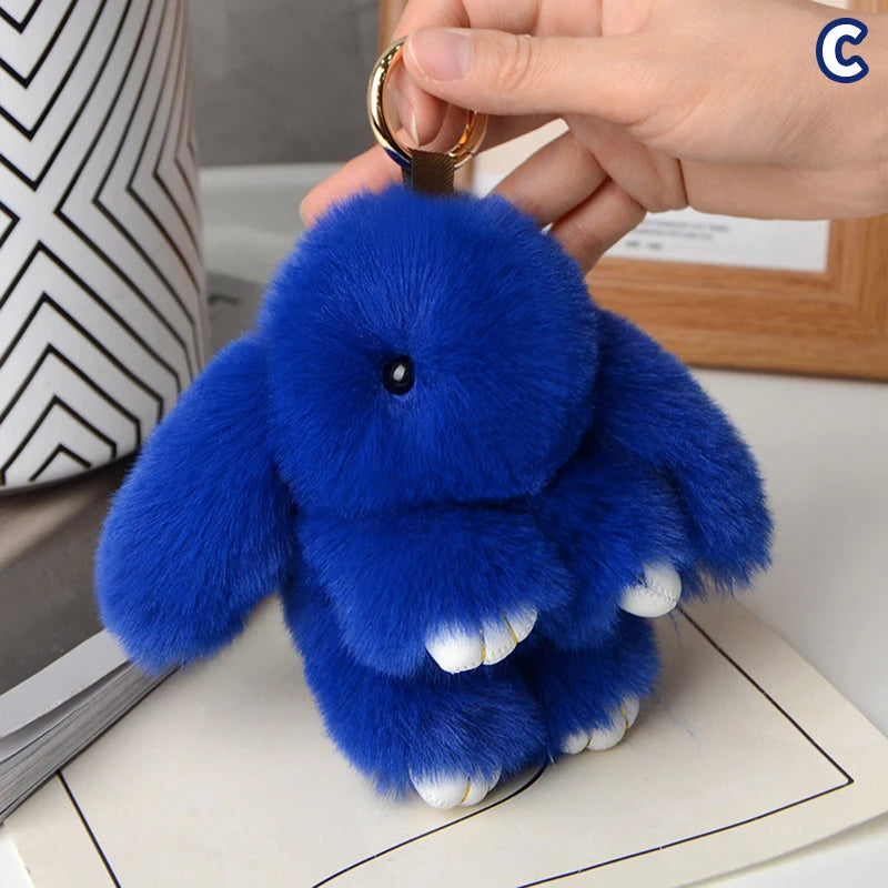 15CM Rabbit Fur Keychain for Women Bags & Car Keys – Cute Pendant Accessory Gift