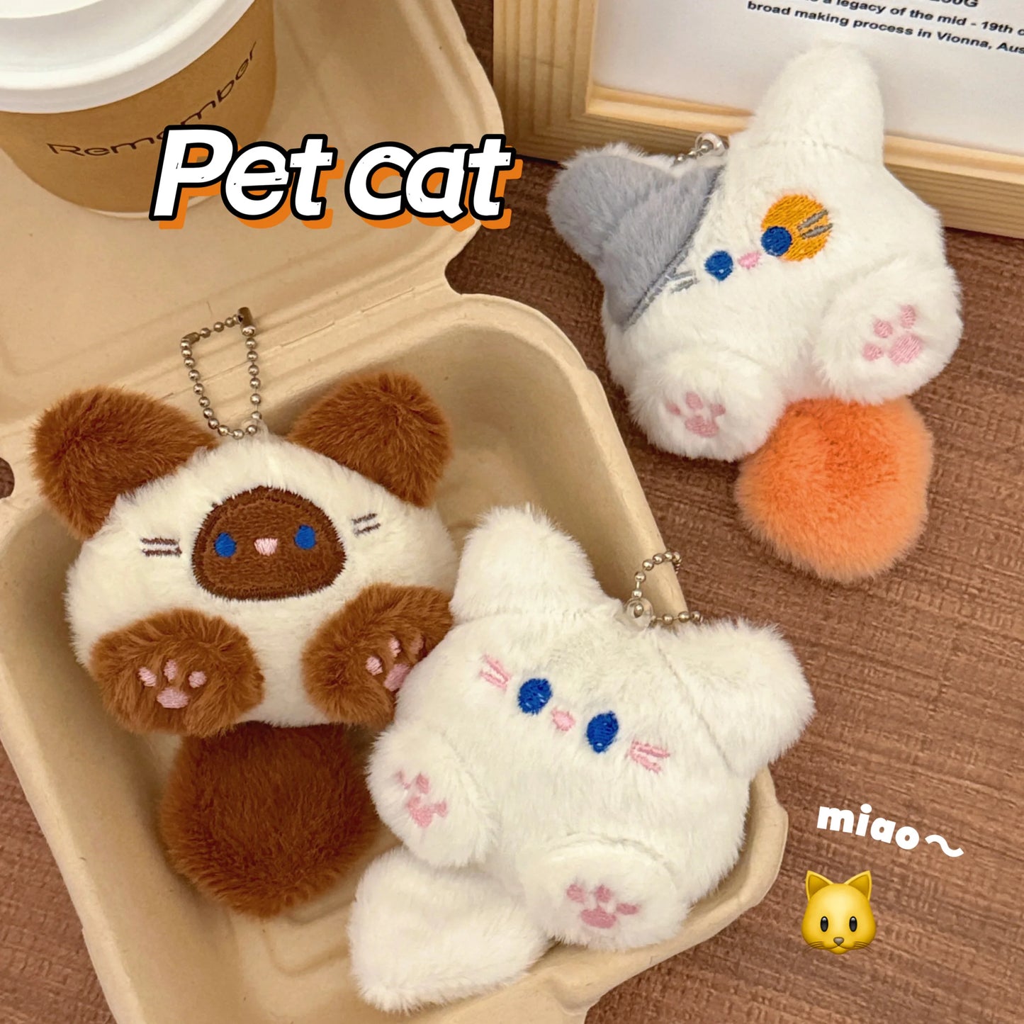 Cute Plush Kitten Doll Keychain Pendant – Backpack & Couple Bag Decoration Gift