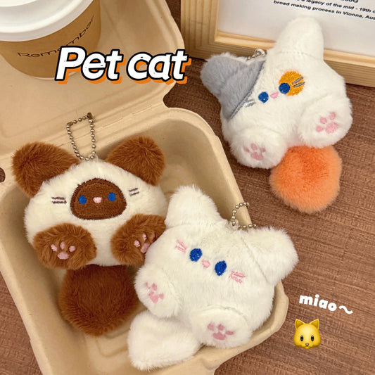 Cute Plush Kitten Doll Keychain Pendant – Backpack & Couple Bag Decoration Gift