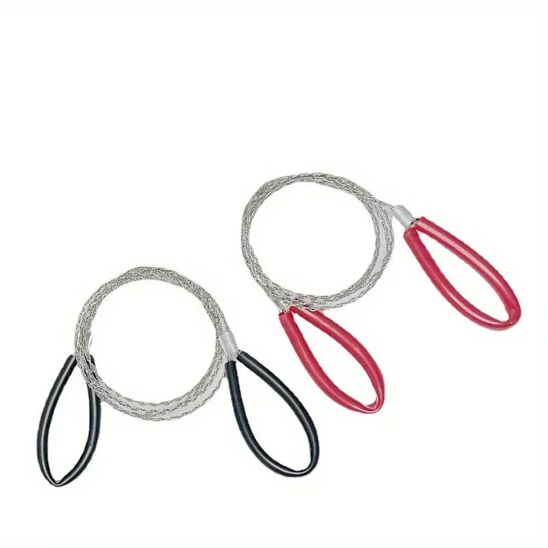 1pc Stainless Steel Wire Saw with leather cover is a compact survival tool for camping, hiking, and outdoor adventures. Strong and lightweight design helps cut wood, plastic, and small branches easily during emergency or wild