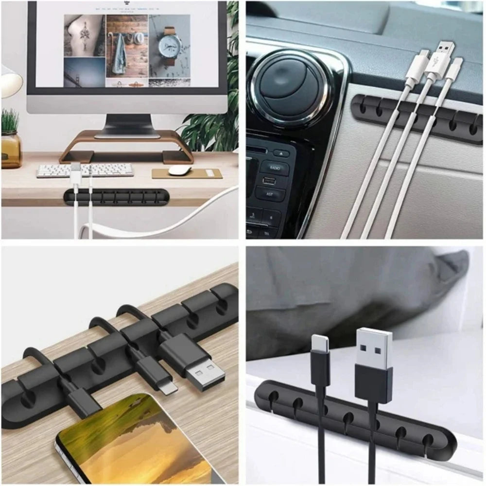 USB Cable Organizer Silicone Cable Winder Desktop Tidy Management Clips Cable Holder For Mouse Keyboard Headphone Wire Organizer