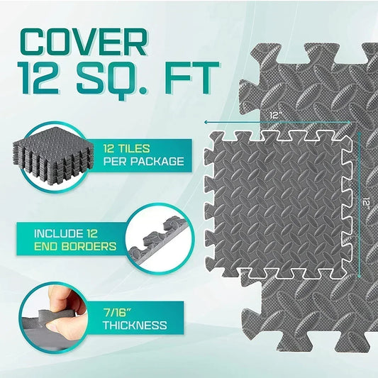 EVA Interlocking Foam Fitness Mat 4–20PCS – Non-Slip Home Gym & Kids Floor Tiles