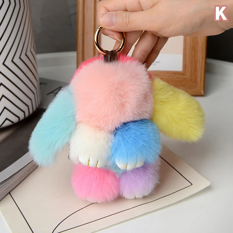 15CM Rabbit Fur Keychain for Women Bags & Car Keys – Cute Pendant Accessory Gift