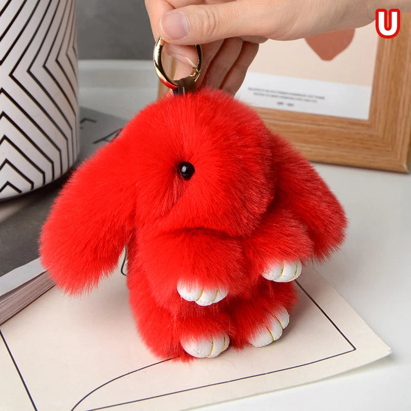 15CM Rabbit Fur Keychain for Women Bags & Car Keys – Cute Pendant Accessory Gift