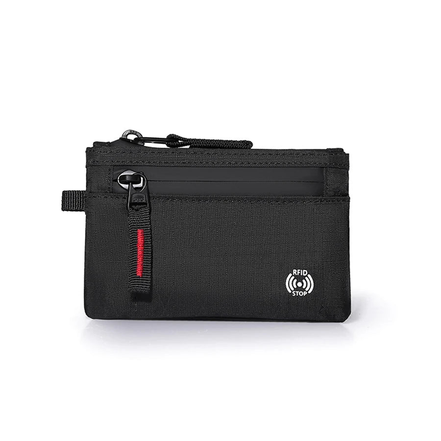 Credit Card Holder Men Wallets Luxury Nylon Slim Wallet Zipper Key Card Case Male Tactical Purse Coin Purse With Carabiner