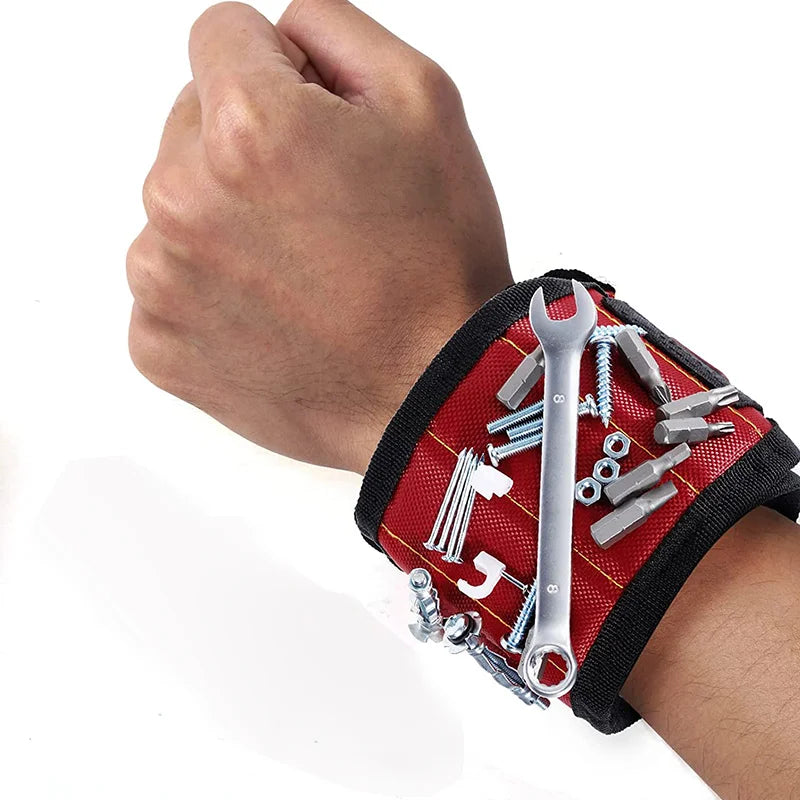 Magnetic Wristband with strong magnets holds screws, nails, and drill bits for quick, easy access. Comfortable, adjustable, and perfect for DIY and repairs.