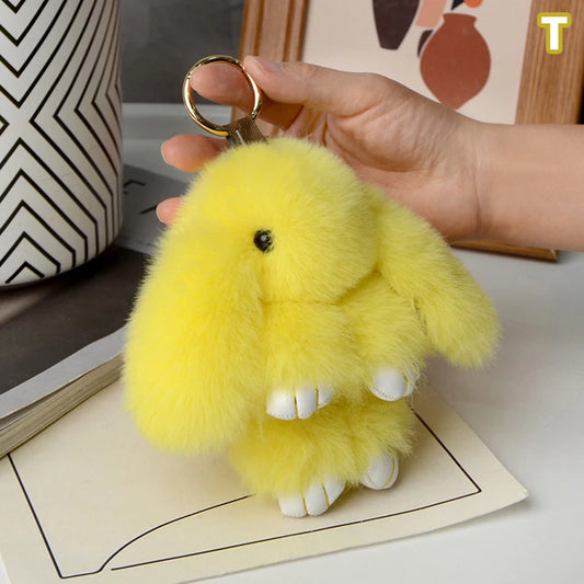 15CM Rabbit Fur Keychain for Women Bags & Car Keys – Cute Pendant Accessory Gift